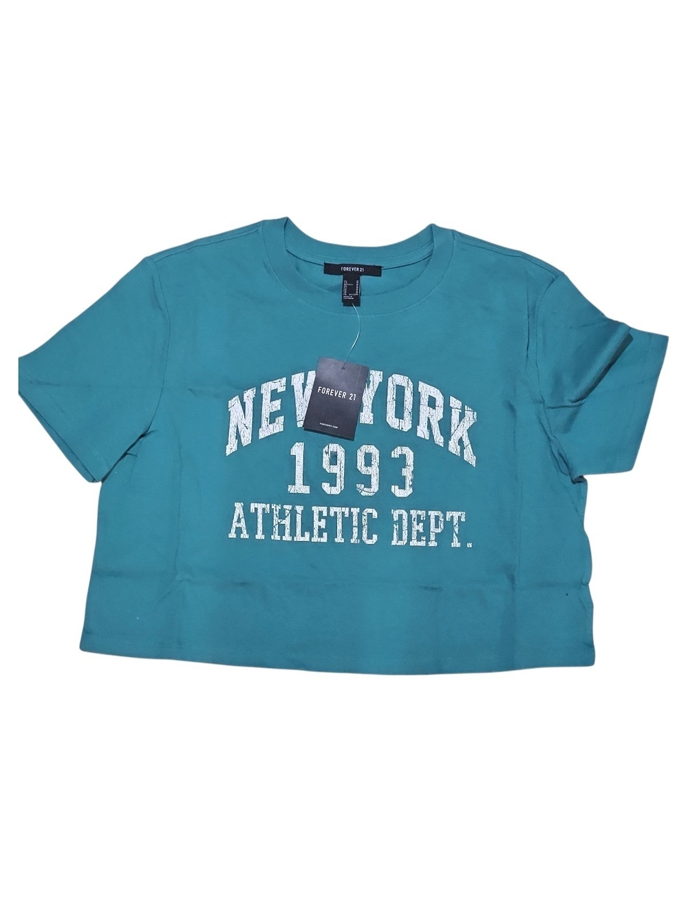 Forever 21 Teal Graphic 'New York 1993' Crop Tee